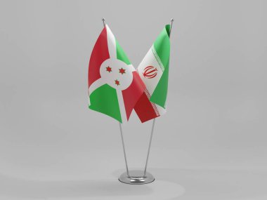 İran - Burundi İşbirliği Bayrakları, Beyaz Arkaplan - 3D Yapılandırma