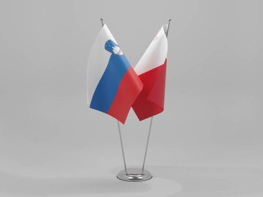 Malta - Slovenya İşbirliği Bayrakları, Beyaz Arkaplan - 3D Render