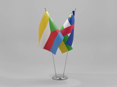 Orta Afrika Cumhuriyeti - Komoros İşbirliği Bayrakları, Beyaz Arkaplan - 3D Render