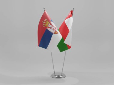 Umman - Sırbistan İşbirliği Bayrakları, Beyaz Arkaplan - 3D Hazırlama