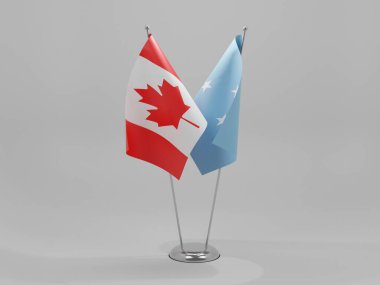 Mikronezya - Kanada İşbirliği Bayrakları, Beyaz Arkaplan - 3D Render