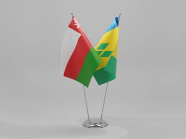 Saint Vincent ve The Grenadines - Umman İşbirliği Bayrakları, Beyaz Arkaplan - 3D