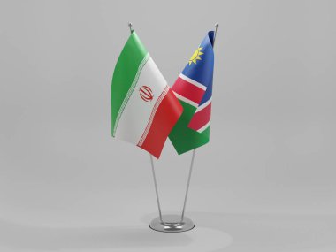 Namibya - İran İşbirliği Bayrakları, Beyaz Arkaplan - 3D Yapılandırma