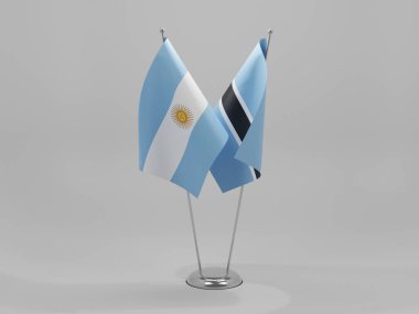 Botswana - Arjantin İşbirliği Bayrakları, Beyaz Arkaplan - 3D Render