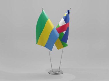 Orta Afrika Cumhuriyeti - Gabon İşbirliği Bayrakları, Beyaz Arkaplan - 3D Render