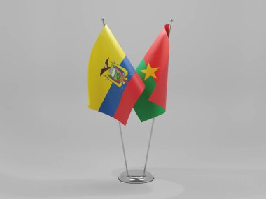 Burkina Faso - Ekvador İşbirliği Bayrakları, Beyaz Arkaplan - 3D Render