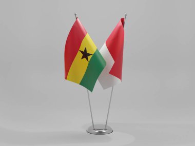 Monako - Gana İşbirliği Bayrakları, Beyaz Arkaplan - 3D Render