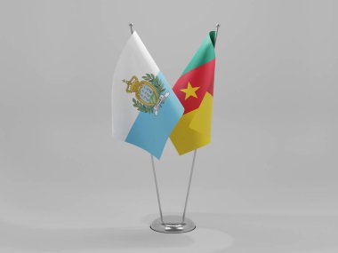 Kamera - San Marino İşbirliği Bayrakları, Beyaz Arkaplan - 3D Render