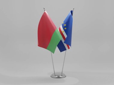 Cape Verde - Belarus İşbirliği Bayrakları, Beyaz Arkaplan - 3D Render