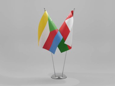 Umman - Komoros İşbirliği Bayrakları, Beyaz Arkaplan - 3D Render
