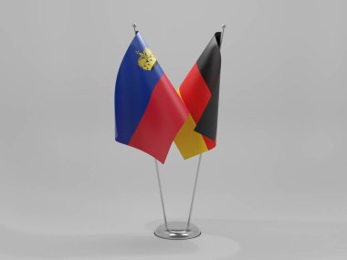 Almanya - Lihtenştayn İşbirliği Bayrakları, Beyaz Arkaplan - 3D Render