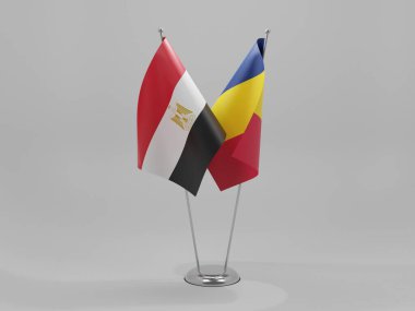 Çad - Mısır İşbirliği Bayrakları, Beyaz Arkaplan - 3D Yapılandırma