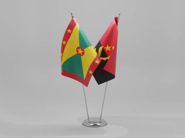 Angola - Grenada İşbirliği Bayrakları, Beyaz Arkaplan - 3D Renklendirme