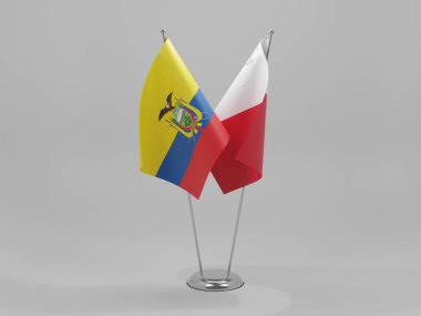 Malta - Ekvador İşbirliği Bayrakları, Beyaz Arkaplan - 3B Render