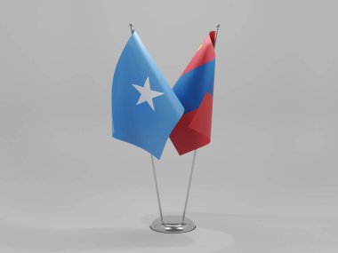 Moğolistan - Somali İşbirliği Bayrakları, Beyaz Arkaplan - 3D Render