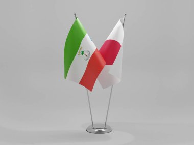 Japonya - Ekvator Ginesi İşbirliği Bayrakları, Beyaz Arkaplan - 3D Yapılandırma