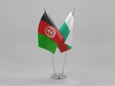 Bulgaristan - Afganistan İşbirliği Bayrakları, Beyaz Arkaplan - 3D Hazırlama
