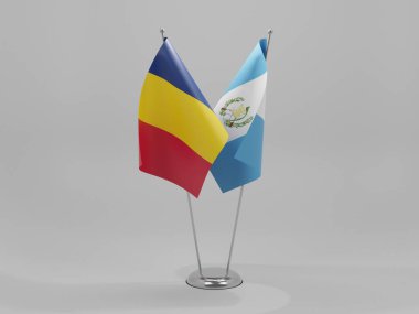 Guatemala - Chad İşbirliği Bayrakları, Beyaz Arkaplan - 3D Render