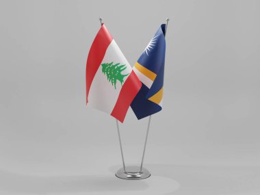 Marshall Adaları - Lübnan İşbirliği Bayrakları, Beyaz Arkaplan - 3D Render