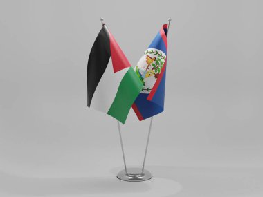Belize - Ürdün İşbirliği Bayrakları, Beyaz Arkaplan - 3D Render