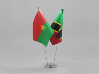 Saint Kitts ve Nevis - Burkina Faso İşbirliği Bayrakları, Beyaz Arkaplan - 3D Render