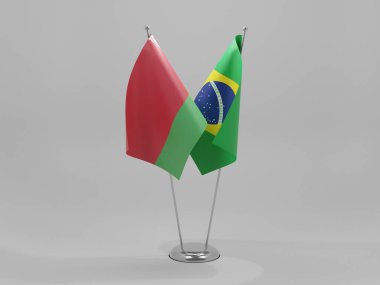 Brezilya - Belarus İşbirliği Bayrakları, Beyaz Arkaplan - 3D Render