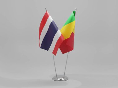 Mali - Tayland İşbirliği Bayrakları, Beyaz Arkaplan - 3D Render
