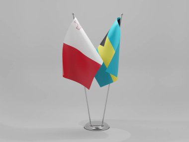 Bahamalar - Malta İşbirliği Bayrakları, Beyaz Arkaplan - 3D Render