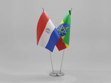 Etiyopya - Paraguay İşbirliği Bayrakları, Beyaz Arkaplan - 3D Render