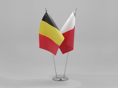 Malta - Belçika İşbirliği Bayrakları, Beyaz Arkaplan - 3D Render