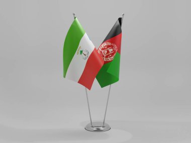 Afganistan - Ekvator Ginesi İşbirliği Bayrakları, Beyaz Arkaplan - 3D Render