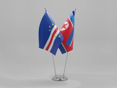 Kuzey Kore - Cape Verde İşbirliği Bayrakları, Beyaz Arkaplan - 3D Render