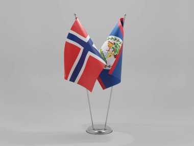 Belize - Norveç İşbirliği Bayrakları, Beyaz Arkaplan - 3D Render