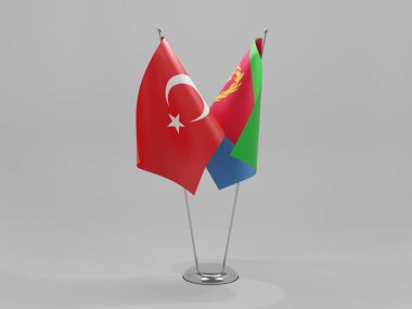 Eritre - Türkiye İşbirliği Bayrakları, Beyaz Arkaplan - 3D Hazırlama