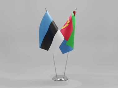 Eritre - Estonya İşbirliği Bayrakları, Beyaz Arkaplan - 3D Render