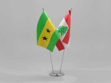 Lübnan - Sao Tome ve Principe İşbirliği Bayrakları, Beyaz Arkaplan - 3D Render