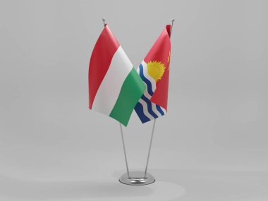Kiribati - Macaristan İşbirliği Bayrakları, Beyaz Arkaplan - 3D Render