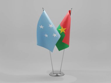 Burkina Faso - Mikronezya İşbirliği Bayrakları, Beyaz Arkaplan - 3D Render