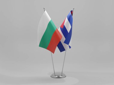 Küba - Bulgaristan İşbirliği Bayrakları, Beyaz Arkaplan - 3D Hazırlama