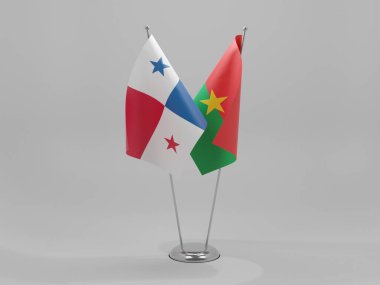 Burkina Faso - Panama İşbirliği Bayrakları, Beyaz Arkaplan - 3D Render