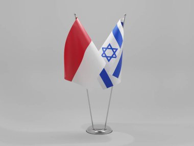 İsrail - Endonezya İşbirliği Bayrakları, Beyaz Arkaplan - 3D Render