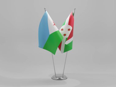 Burundi - Cibuti İşbirliği Bayrakları, Beyaz Arkaplan - 3D Yapılandırma
