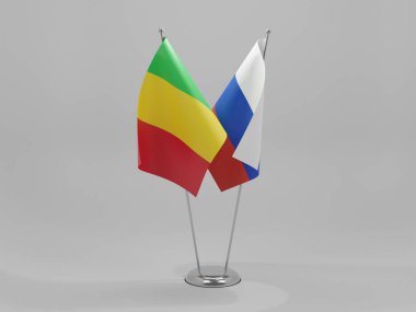 Rusya - Mali İşbirliği Bayrakları, Beyaz Arkaplan - 3D Hazırlama