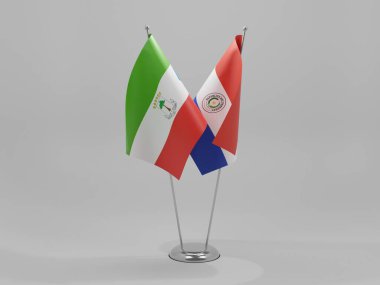 Paraguay - Ekvator Ginesi İşbirliği Bayrakları, Beyaz Arkaplan - 3D Render