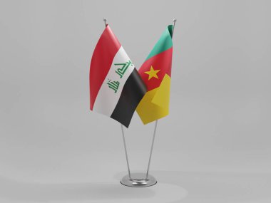 Kamerun - Irak İşbirliği Bayrakları, Beyaz Arkaplan - 3D Yapılandırma