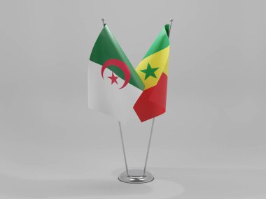 Senegal - Cezayir İşbirliği Bayrakları, Beyaz Arkaplan - 3D Render
