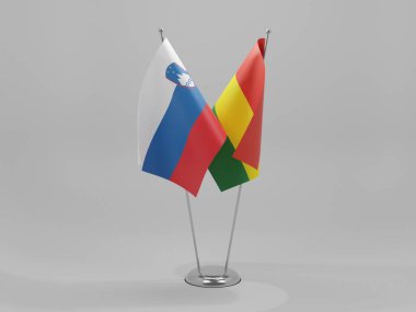 Bolivya - Slovenya İşbirliği Bayrakları, Beyaz Arkaplan - 3D Render