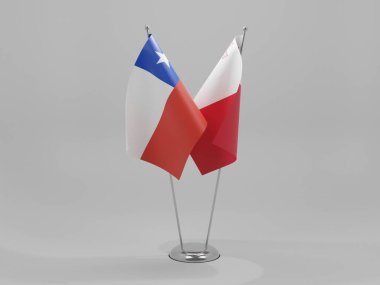 Malta - Şili İşbirliği Bayrakları, Beyaz Arkaplan - 3D Render