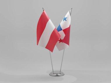 Panama - Avusturya İşbirliği Bayrakları, Beyaz Arkaplan - 3D Yapılandırma