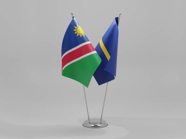 Nauru - Namibya İşbirliği Bayrakları, Beyaz Arkaplan - 3D Render